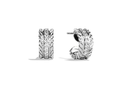 Silver Plated CZ Studded Twisted Wire Stud Earring